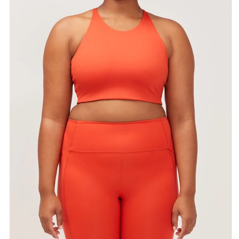girlfriend collective Topanga Orange High-Neck Sports Bra